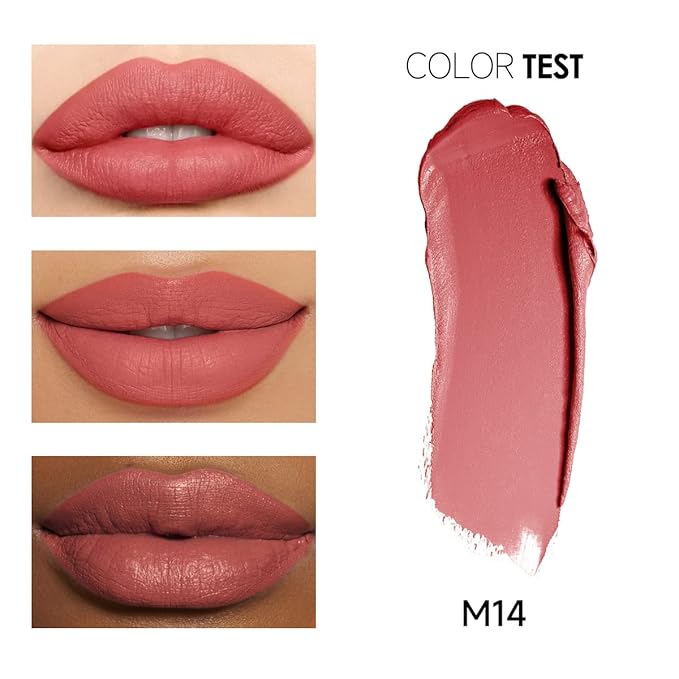 Matte Lipstick Hydrating Lip Color Makeup, Highly Pigmented Lipstick with Moisturizing Formula, Lightweight, Smooth, M14