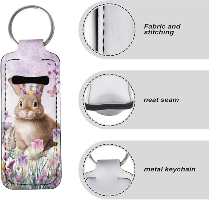 Horeset Easter Rabbit Chapstick Holder Keychain Durable Elasticity Gloss