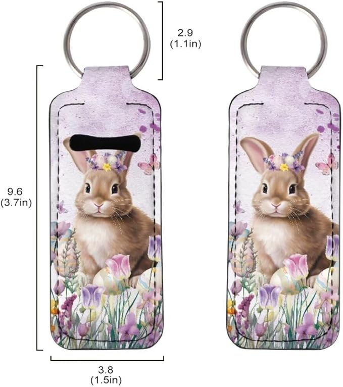 Horeset Easter Rabbit Chapstick Holder Keychain Durable Elasticity Gloss