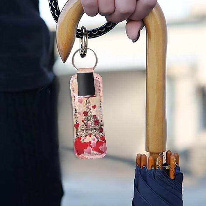 Horeset Valentine Chapstick Holder Keychain Slim Neoprene Lip Gloss