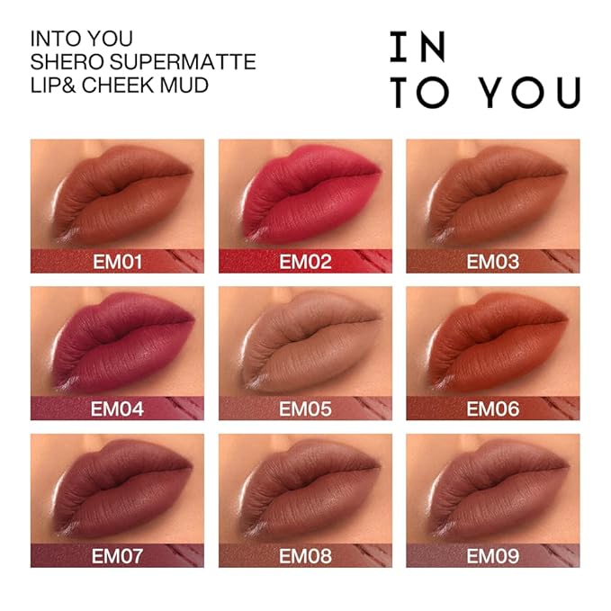 INTO YOU Matte Lipstick for Women, Matte Red Lipstick Long Lasting, Multi-Purpose for Lips and Cheek, Non-Stick Cup Not Fade Lip Stain Makeup Cosmetics Official Directly (EM20)