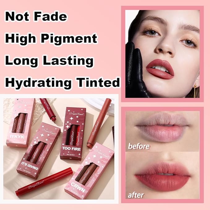 3 Colors Matte Lipstick Set, Nude Lipstick Makeup Long