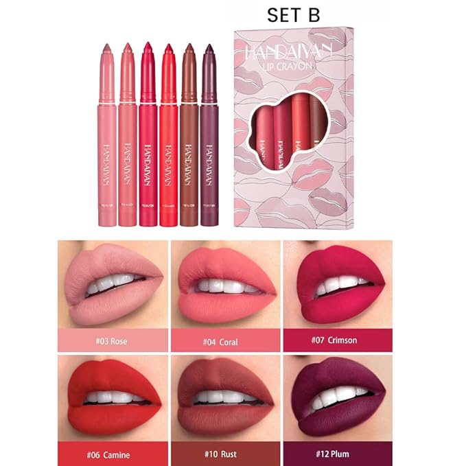 12 Colors Crayon Lipstick Set, Non-Fading Non-Stick Cup Non-Fading