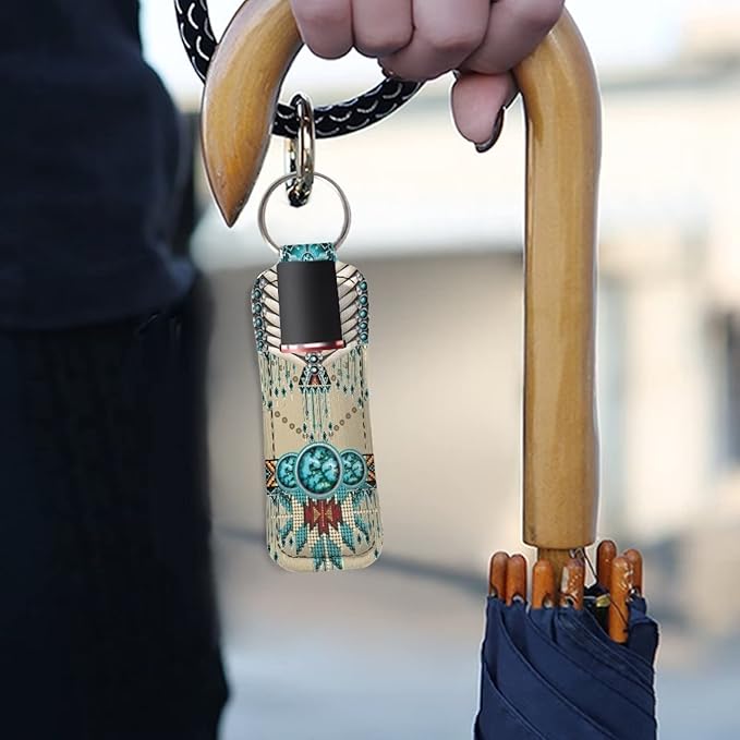 Bulopur American Indian Ethnic Chapstick Holder Keychain, Neoprene gloss