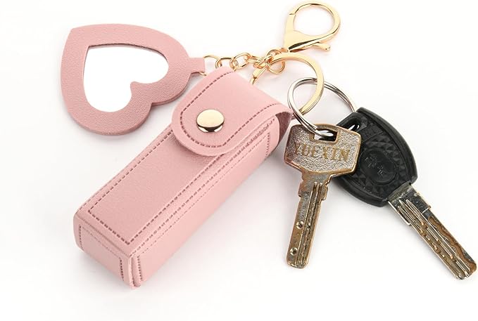 Lipstick Organizer Keychain Chapstick Case with Mirror Organizer