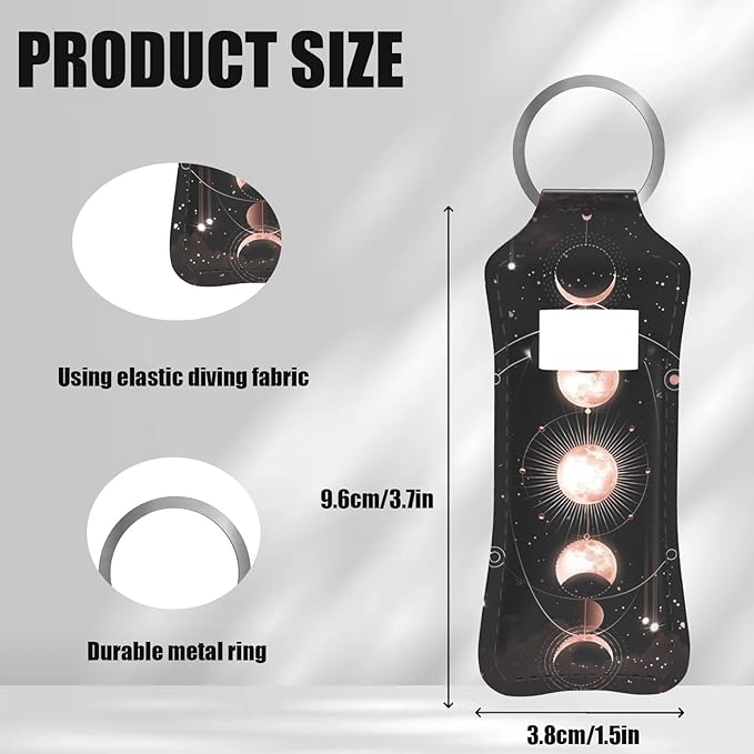 Moon Phase Eclipse Design Chapstick Holder Keychain, Portable Design