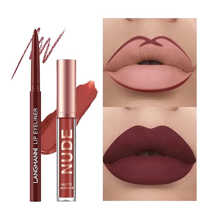LANGMANNI 6 Matte Lipstick with ipliners Durable Makeup Lipstick 6 L