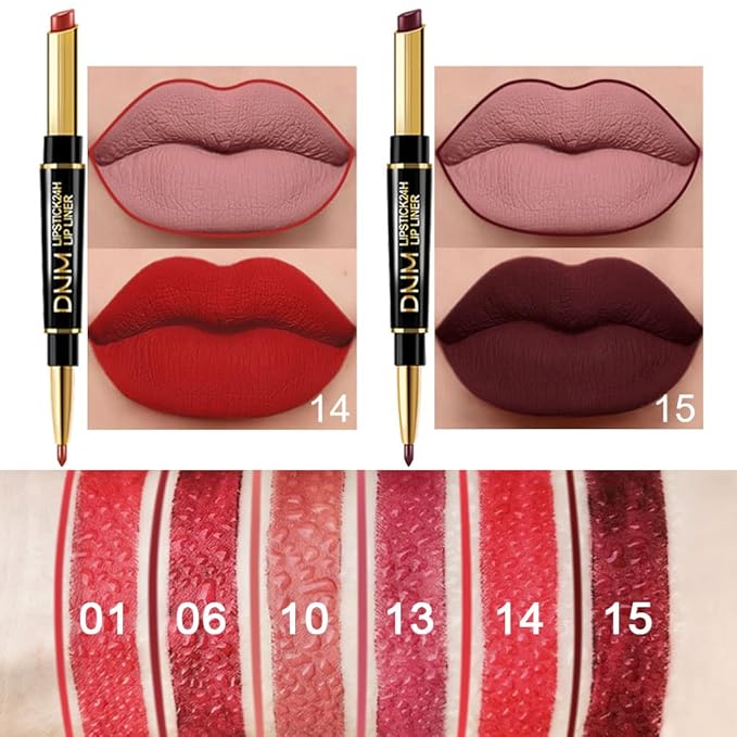 evpct 6Pcs Red Lip Liner and Lipstick Lip