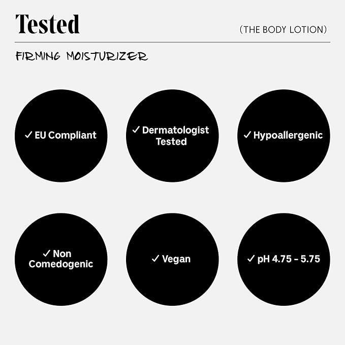 Nécessaire The Body Lotion Fragrance-Free. Firming Body Lotion for Women & Men. 48 Hour Moisture. 5 Peptides, 2.5% Niacinamide, Vitamin C/E + Omega 6/9. Non-Comedogenic. 6.8 fl oz.