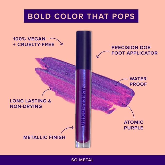 UNICORN SNOT Liquid Metal Lip Paint - Metallic Lip Gloss - Non-drying, Long-lasting Liquid Lipstick, Intense Pigment Lip Color with Metallic Shimmer - Vegan, Cruelty-Free Lip Makeup, Purple (Boom)