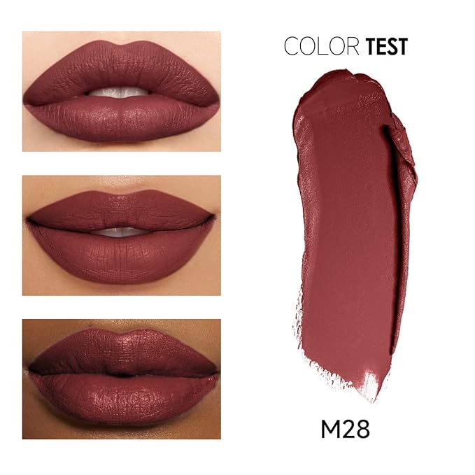 Matte Lipstick Hydrating Lip Color Makeup, Highly Pigmented Lipstick with Moisturizing Formula, Lightweight, Smooth, M28