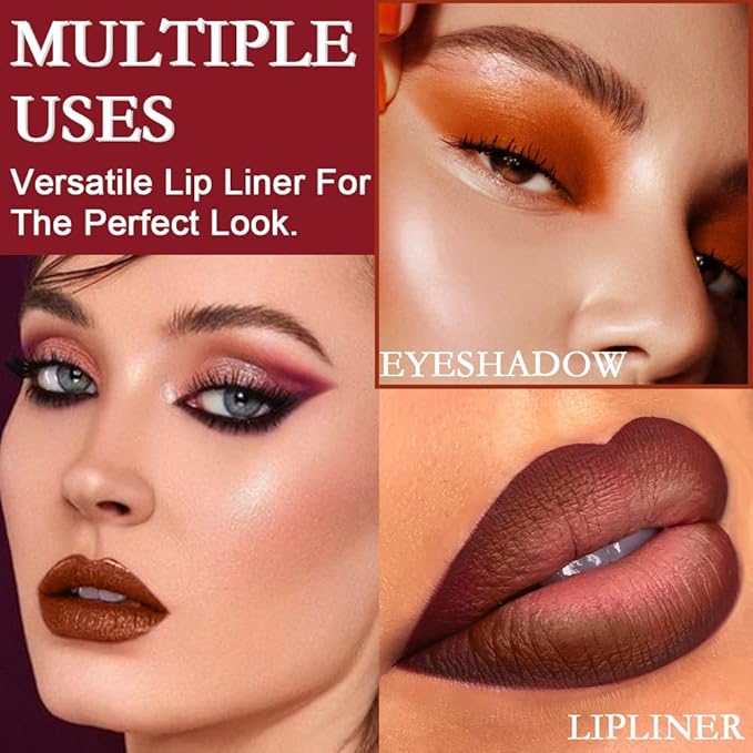 6 pcs Matte Red Lip Liner Pencil Cream Long-Lasting