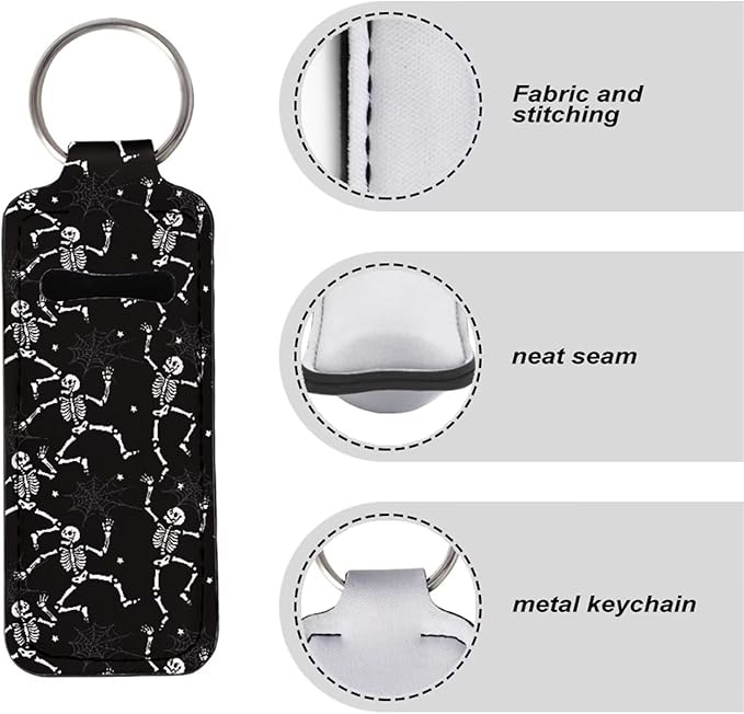 Chapstick Holder Keychain Black Skeleton Funny Hanging