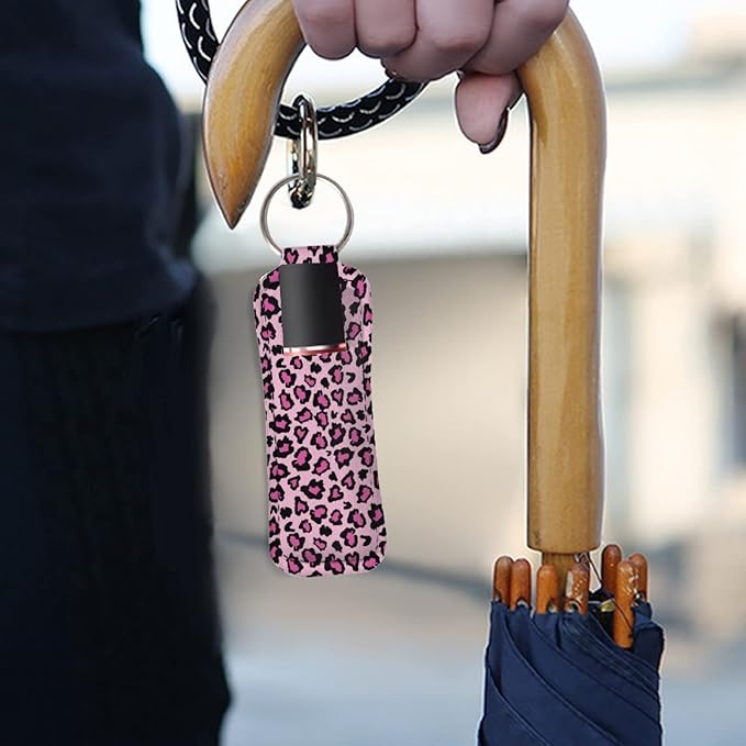 Horeset Lipstick Holder Keychains Peach Pattern Women's Lip Ring