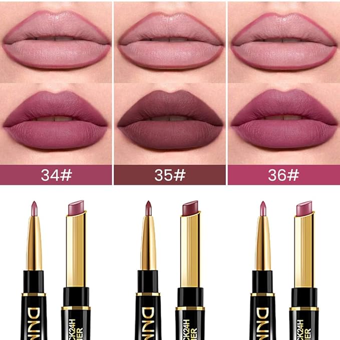 evpct 3Pcs Rose Chocolate Burgundy Red Matte Lip 24 l