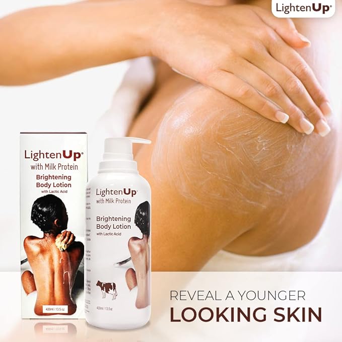 OMIC Lighten-Up Lactic Acid Lotion, 13.5 Fl oz / 400ml, AHA Body Cream, Moisturizing, Hydrating Body Lotion for Body, Knees, Armpit, Underarm, with Shea Butter, For Women and Men
