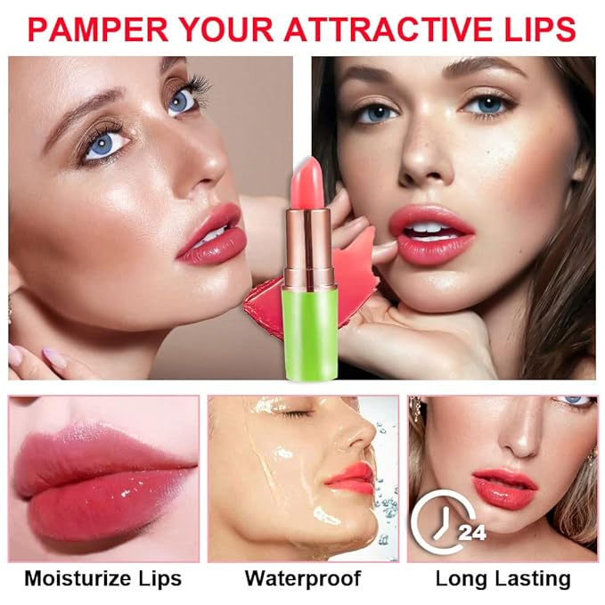 BINGBRUSH Strawberry Color Changing Lipstick Queen,Moisturizer Long Lasting Lipstick