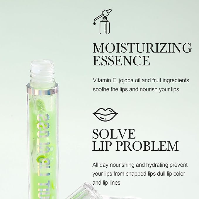 Plumping Lip Oil Set, Clear Lip Gloss for Lip Care, Fruit Flavour Hydrating Lip Glow Oil Toot Lip Oil, Nourishing, Non-sticky