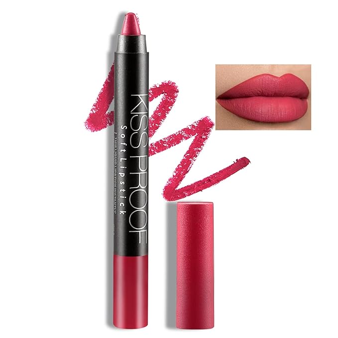 Boobeen Matte Lipstick Pencil Lip Crayon Stick Matte Velvet Lipgloss Creamy Lip Liner Full Coverage High Pigment Waterproof Non-Fade Lipstick for Women, Matte Lip Stain with Smooth Makeup