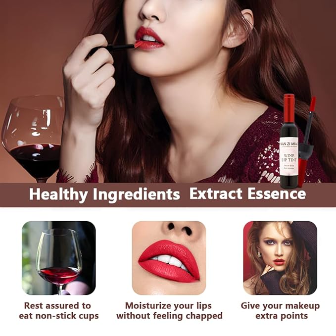 VOLLUCK Wine Liquid Lipstick, Lady Long Lasting Make Long