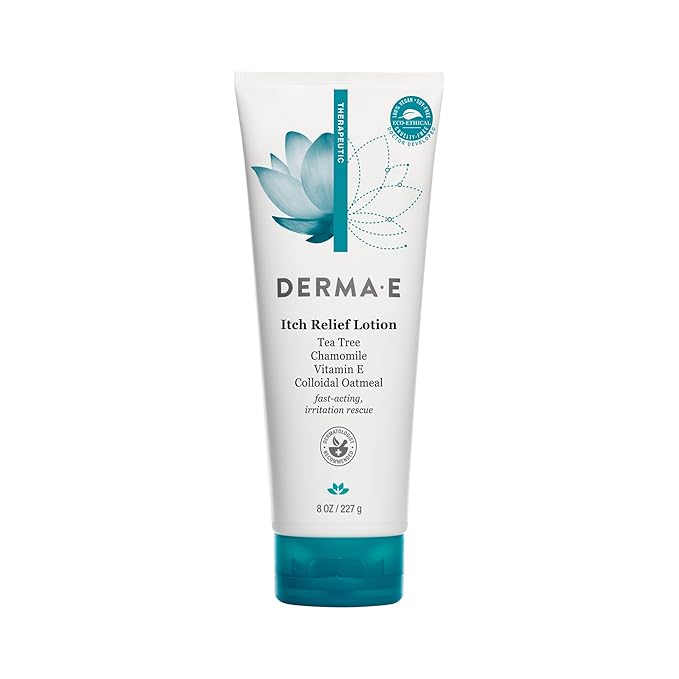 Derma E Itch Relief Lotion – Anti-Itch for Dry Skin – Soothing Itchy Skin Cream – Lightweight Body Lotion Calms and Moisturizes, 8 oz