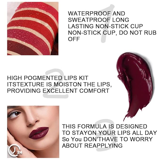 6 Pcs Chocolate Matte Liquid Lipstick Lipgloss Lip Lipgloss