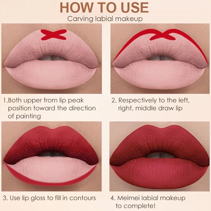 3pcs Matte Red Lip Liner Pencil Cream Retractable Recharge