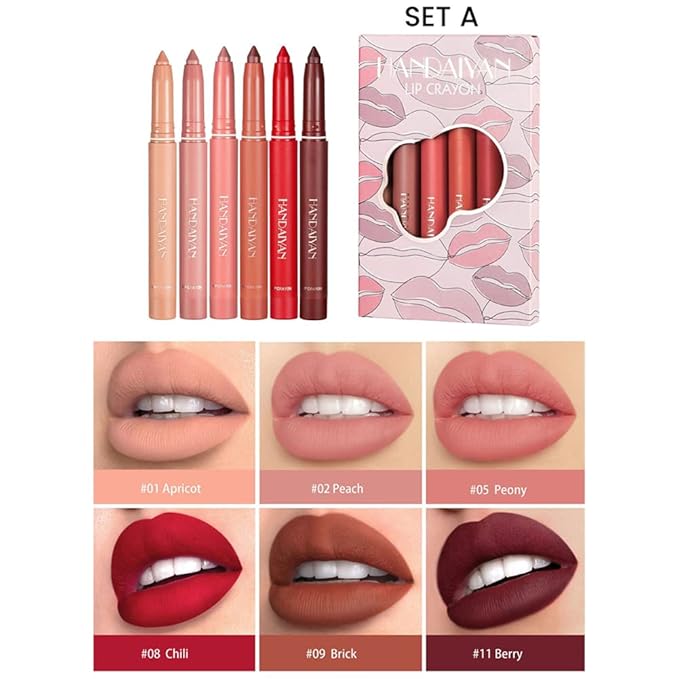12 Colors Crayon Lipstick Set, Non-Fading Non-Stick Cup Non-Fading