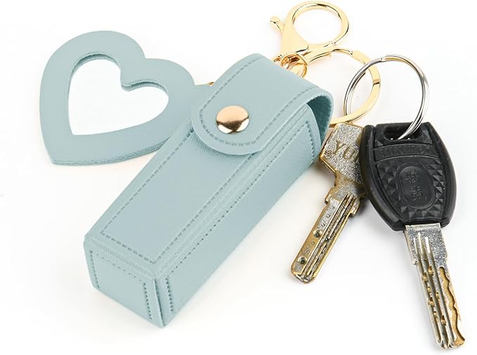 Lipstick Organizer Keychain Chapstick Case with Mirror Organizer