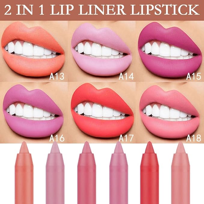 AMY'S DIARY 6 pcs Matte Red Lip Liner Long-Lasting