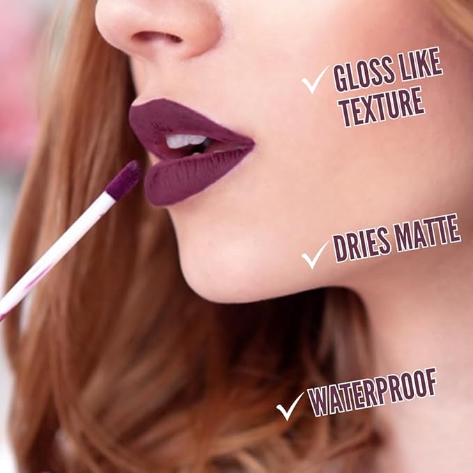 Mynena Dark Purple Long-Lasting Matte Liquid Lipstick Intense Color Smudge-Proof & Waterproof Comfortable Hydrating Shea Butter Vegan & Cruelty-Free | Viola
