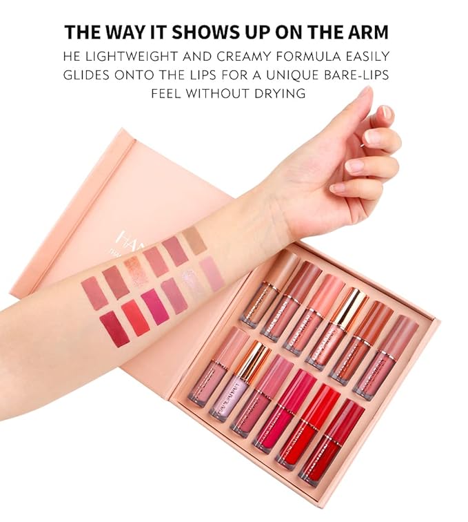 Matte Liquid Lipstick Sets, 12 Nude Colors Non-stick Gloss,