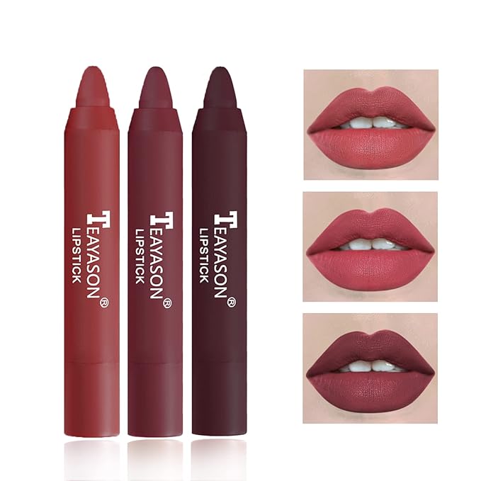 3PCS Nude Lipstick Set Matte Lip Stick Waterproof Long