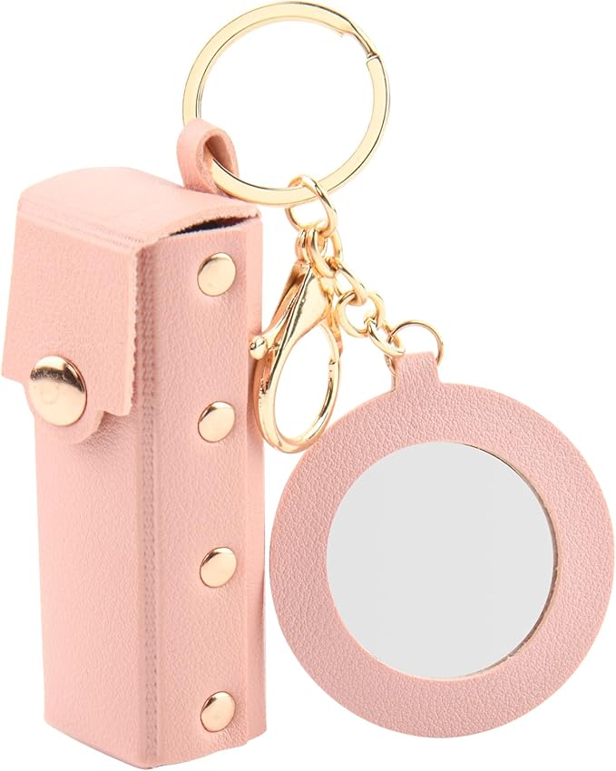 Lipstick Organizer Keychain Chapstick Case with Mirror Organizer