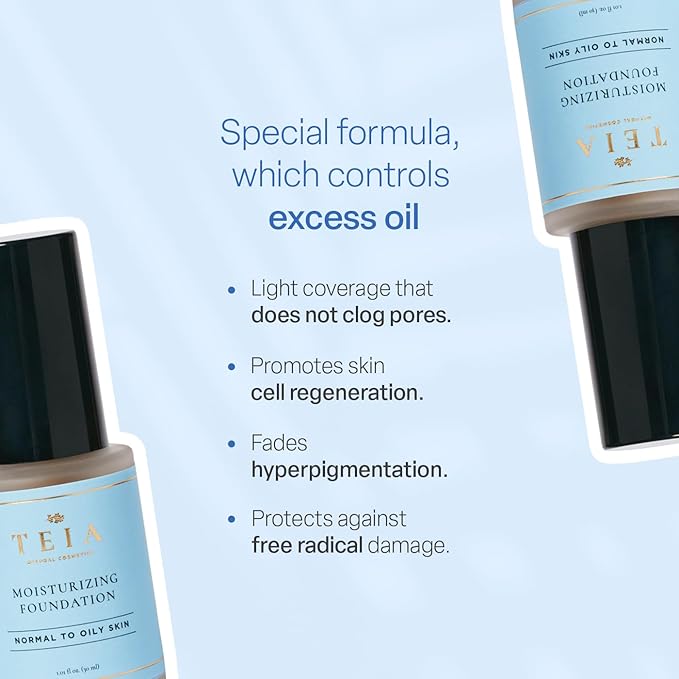 TEIA Cosmetics - Moisturizing Light Coverage Foundation, Natural cruelty-free. (CAPUCCINO)