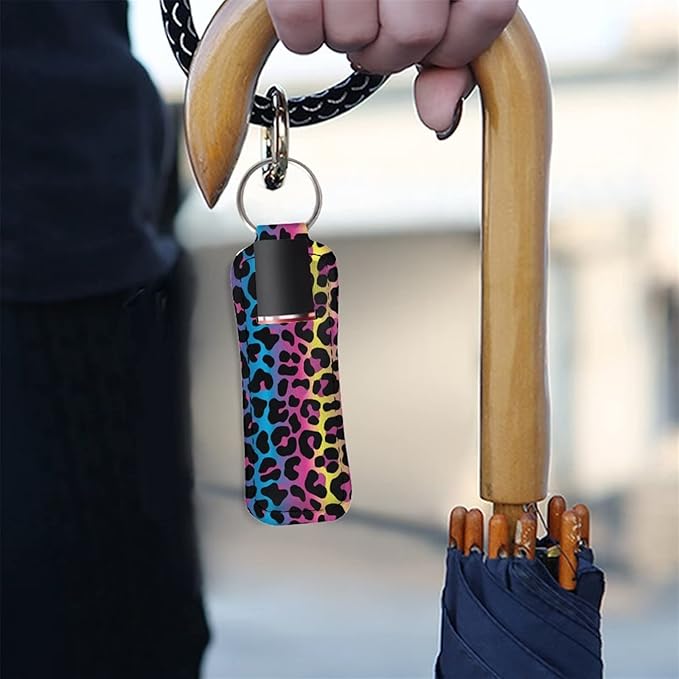 Chapstick Holder Rainbow Leopard Pattern Lip