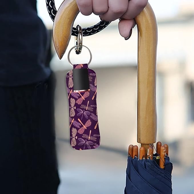 Bulopur Dragonflies Chapstick Holder Keychain, Neoprene Chapstick Holder Dragonflies