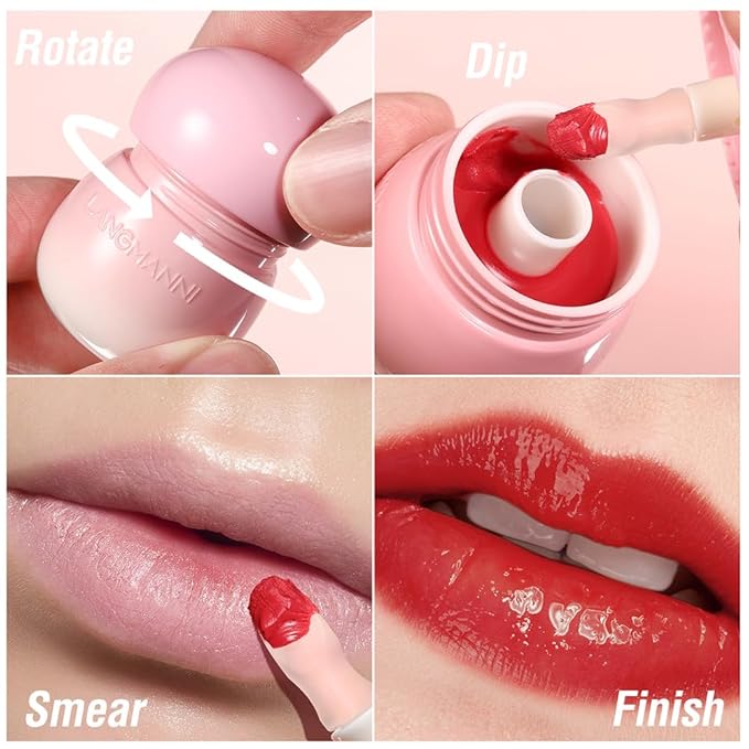 Mushroom Milk Can Lip Jelly Lipstick, Silicone Brush Pudding