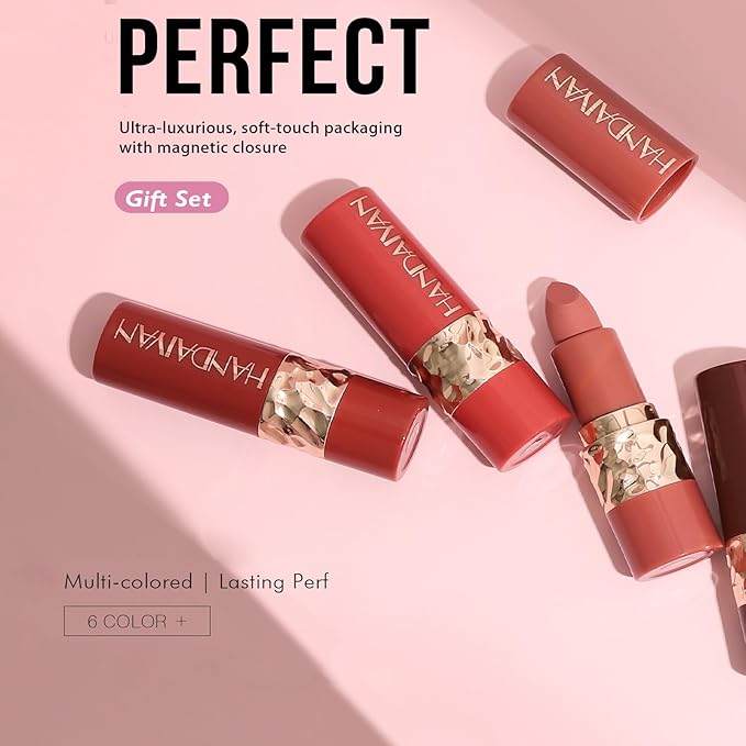 6 Colors Nude Lipstick, Matte Velvet Smooth Solid Long