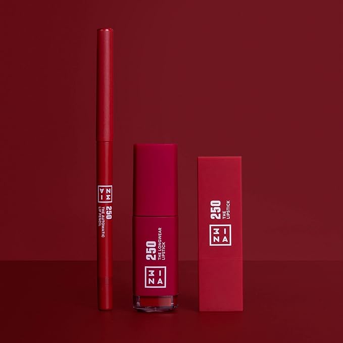 3INA The Lipstick 250 - Outstanding Shade Selection - Matte And Shiny Finishes - Highly Pigmented And Comfortable - Vegan And Cruelty Free Formula - Moisturizes The Lips - Warm Dark Red - 0.16 Oz