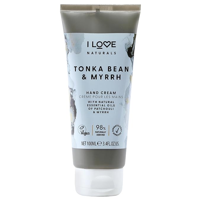 I Love Naturals Tonka Bean and Myrrh Hand Lotion - Hand Lotion for Dry Skin - Moisturizing Lotion with Shea Butter and Coconut Oil - 3.38 oz