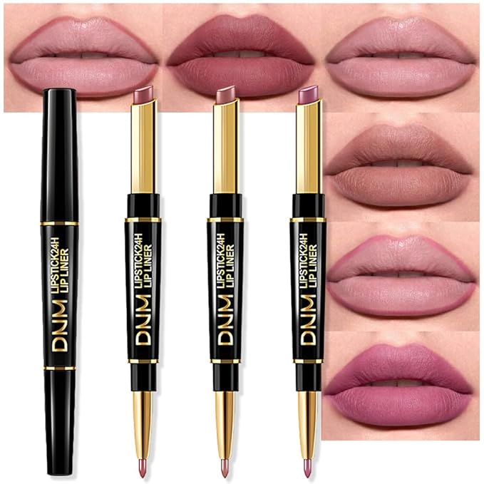 evpct 3Pcs Matte Lip Liner and Lipstick Comb