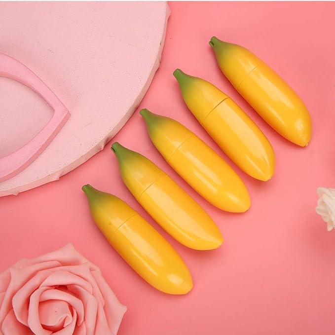 5pcs Empty Lip Balm Tubes, Banana Shaped Plastic