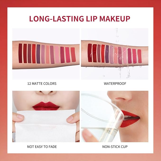 4 Colors Lipstick, Matte Liquid Lip Gloss Set, Gloss