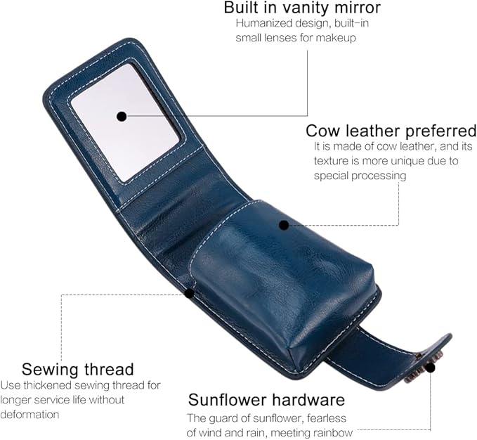 VALICLUD Makeup Bag with Mirror Hand Held Mirror Bag