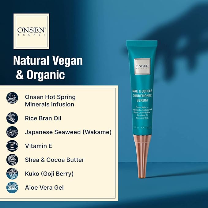 Onsen Nail & Cuticle Cream Treatment w/Japanese Tsubaki, Jojoba & Lavender Oil, Shea Butter – Strengthens Nails, Softens Cuticles - Daily Repair Care (1 Count/30 ml)