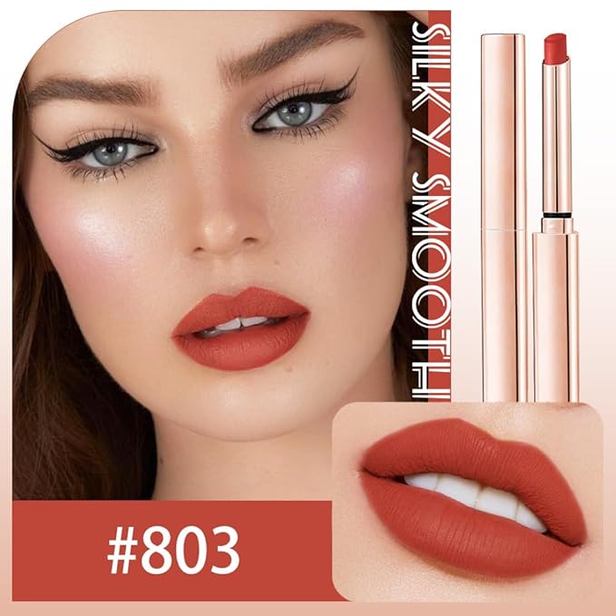 2Pcs Wine Red Orange Nude Lipstick Matte Sets,Velvet Orange