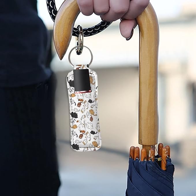 Bulopur Cartoon Cats Chapstick Holder Keychain Pouch Storage Storage