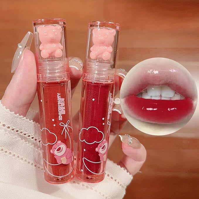 Yasovigi 6pcs Jelly Lip Gloss Bear Lip Stain Yasovigi