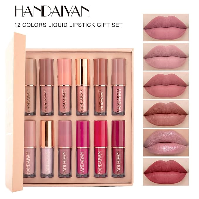 12 Colors Matte Nude Lipstick Set Velvety Long Long